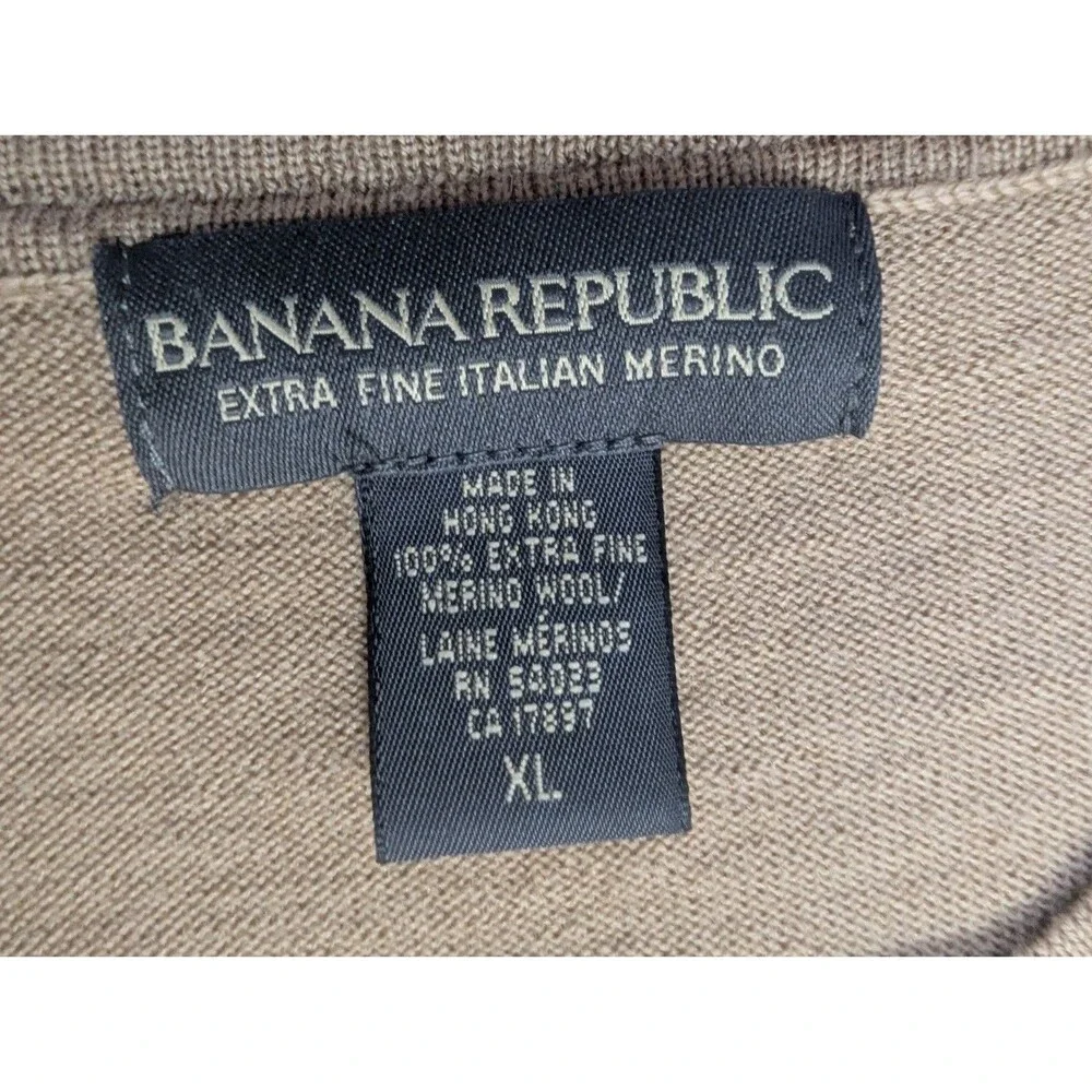 Banana Republic Extra Fine Italian Wool Sweater Men's XL  Tan